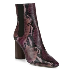 Donald J. Pliner Laila Purple Snakeskin Chelsea Octagon Heel Boots, 7.5